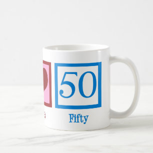 Caneca De Café Peace Love 50 Cute 50th Birthday