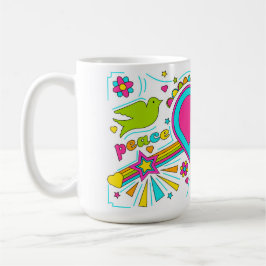 Caneca De Café Peace & Love 70s Mug Grafite