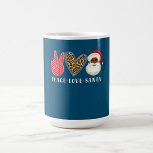 Caneca De Café Peace Love African American Papai Noel Natal
