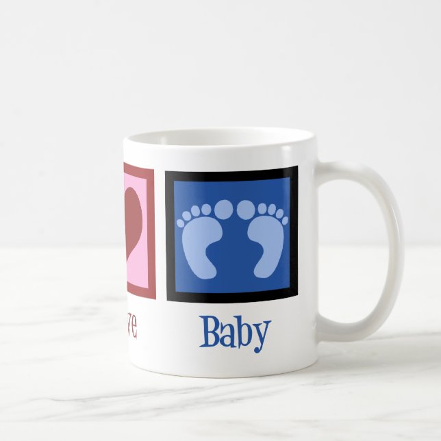 Caneca De Café Peace Love Baby Boy (Direita)