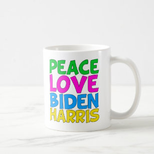 Caneca De Café Peace Love Biden Harris Cute 2024 Election