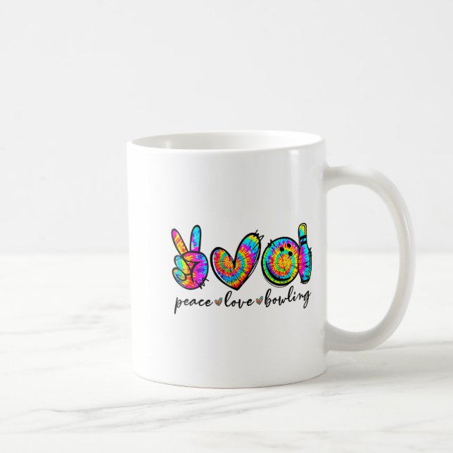 Caneca De Café Peace Love Bowling Tie Dye Funny Bowling Lovers  (Direita)
