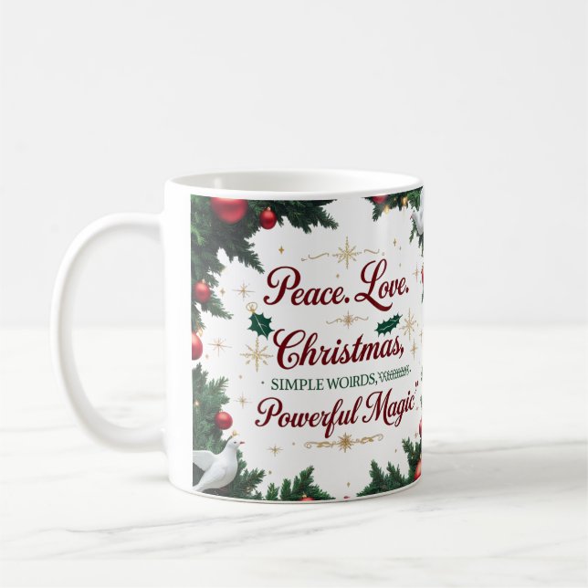 Caneca De Café Peace Love Christmas Two-Tone Mug  (Esquerda)