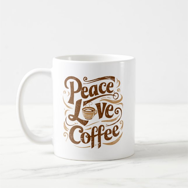 Caneca De Café Peace Love Coffee Mugs (Esquerda)