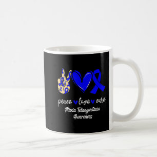 Caneca De Café Peace Love Cure Ataxia Telangiectasia Blue Ribbon