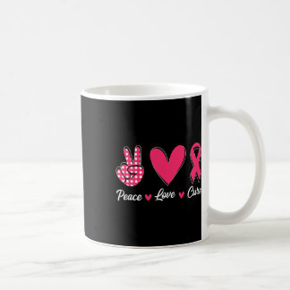 Caneca De Café Peace Love Cure Heart Pink Ribbon Breast Cancer Aw