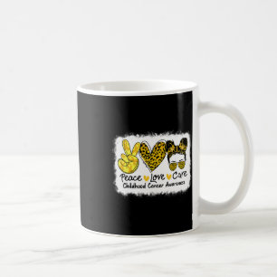 Caneca De Café Peace Love Cure Messy Bun Chilhood Cancer Awarene