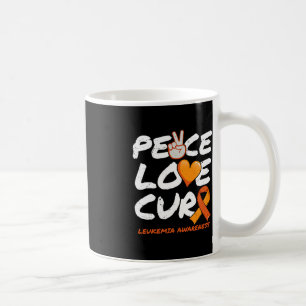 Caneca De Café Peace Love Cure - Sensibilização para a Leucemia