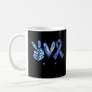 Caneca De Café Peace Love Cure Type 1 Diabetes Awarth T1D Blue