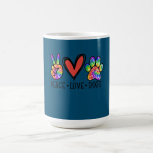 Caneca De Café Peace Love Dogs Paws Tie Dye Rainbow Animal Rescut