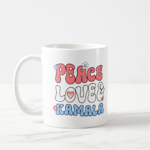Caneca De Café Peace Love e Kamala Harris 2024