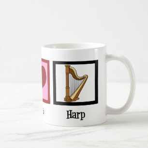 Caneca De Café Peace Love Harp