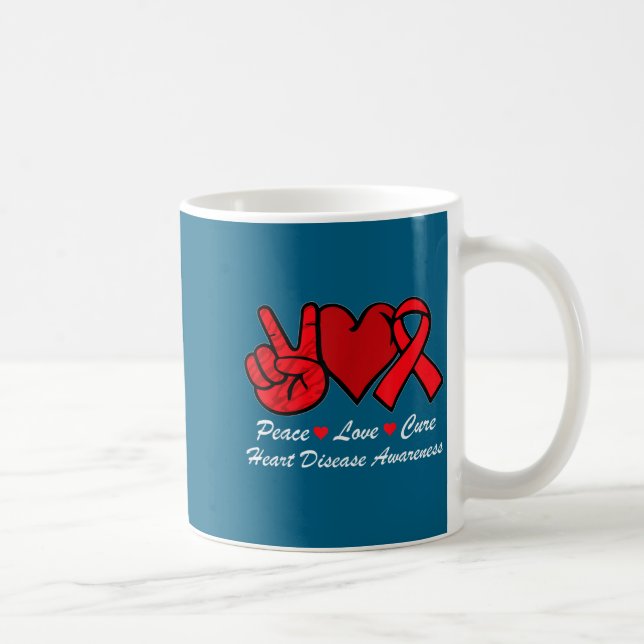 Caneca De Café Peace Love Heart Disease Awareness Chd Suprt Wear  (Direita)