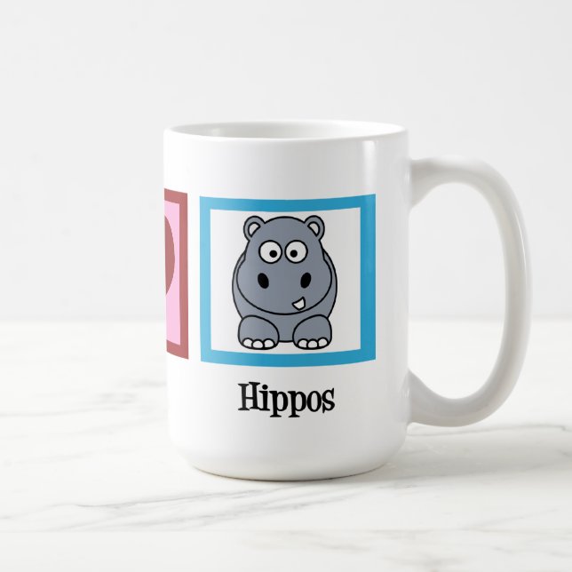 Caneca De Café Peace Love Hippos Cute Hippo (Direita)