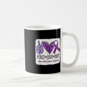 Caneca De Café Peace Love Hope Ribbon Purple Câncer de pâncreas A