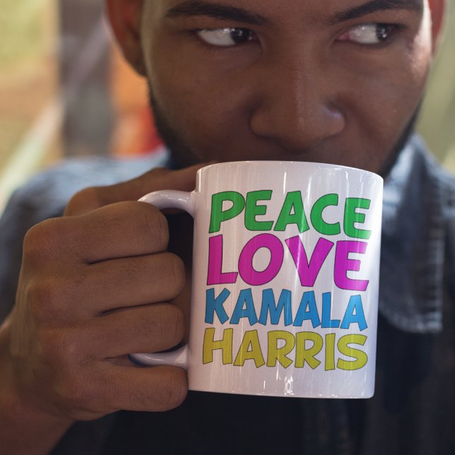 Caneca De Café Peace Love Kamala Harris Eleição Cuta (Criador carregado)