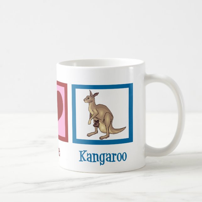 Caneca De Café Peace Love Kangaroo (Direita)
