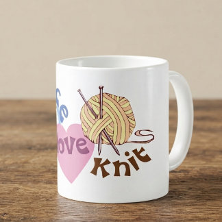 Caneca de Café Peace Love Knit