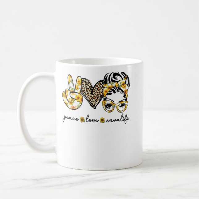 Caneca De Café Peace Love Nana Life (Esquerda)