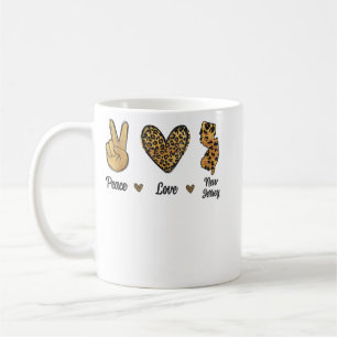 Caneca De Café Peace Love New Jersey Leopard Flag Map Souvenirs M