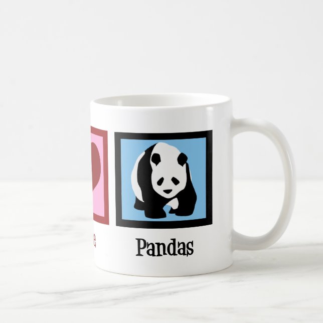 Caneca De Café Peace Love Pandas (Direita)