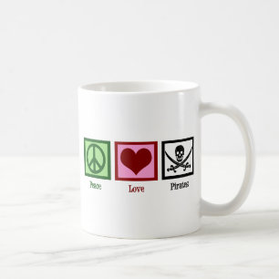 Caneca De Café Peace Love Pirates
