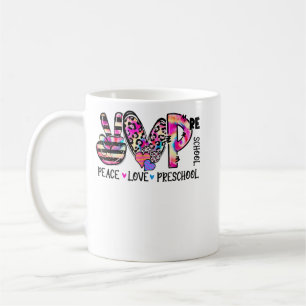 Caneca De Café Peace Love Preschocoler Team Preschool Tie Dy
