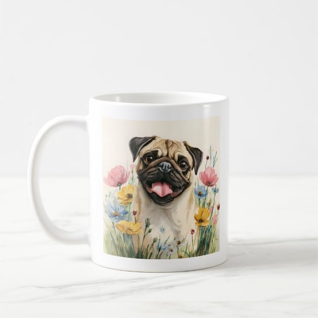 Caneca De Café Peace Love Pug Mug (Esquerda)