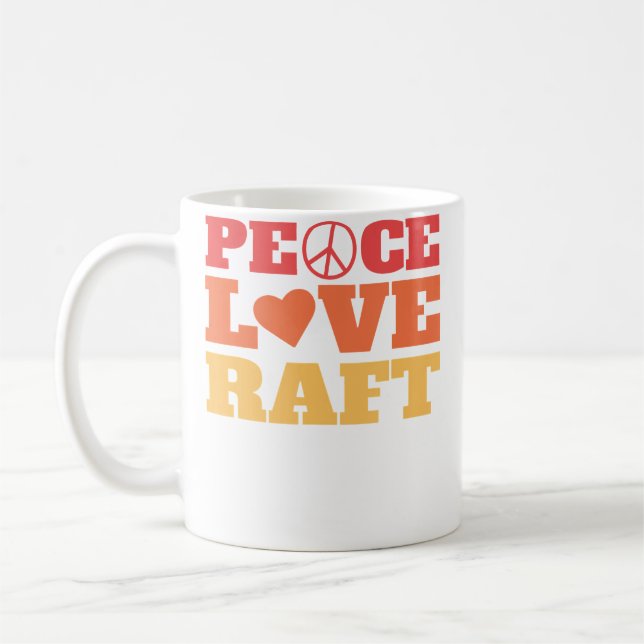 Caneca De Café Peace Love Raft - River Rafting (Esquerda)