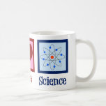 Caneca De Café Peace Love Science<br><div class="desc">Legal presente para um professor de ciência,  cientista,  ou apenas um geek que adora aprender como o mundo funciona. Bela design da ciência do Amor pela Paz com um sinal de paz,  coração e modelo atômico.</div>