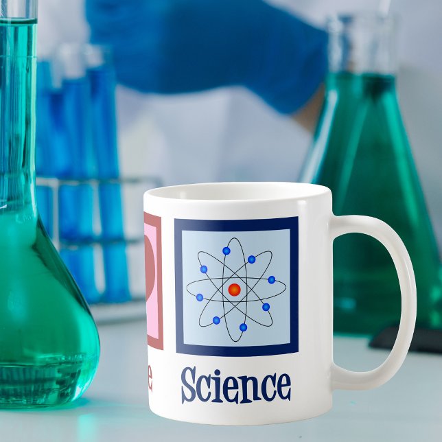 Caneca De Café Peace Love Science (Criador carregado)