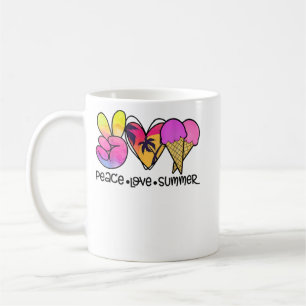 Caneca De Café Peace Love Summer Sorvete Beach Vacation