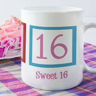 Caneca De Café Peace Love Sweet 16 Cute 16th Birthday