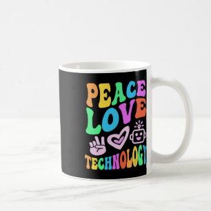 Caneca De Café Peace Love Technology Retro Computer Teacher Vibes