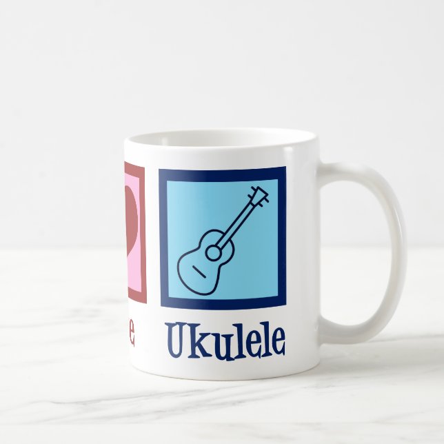 Caneca De Café Peace Love Ukulele (Direita)
