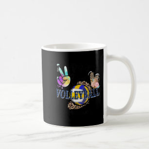 Caneca De Café Peace Love Voleibol Memaw Life Mãe Avó Leopa