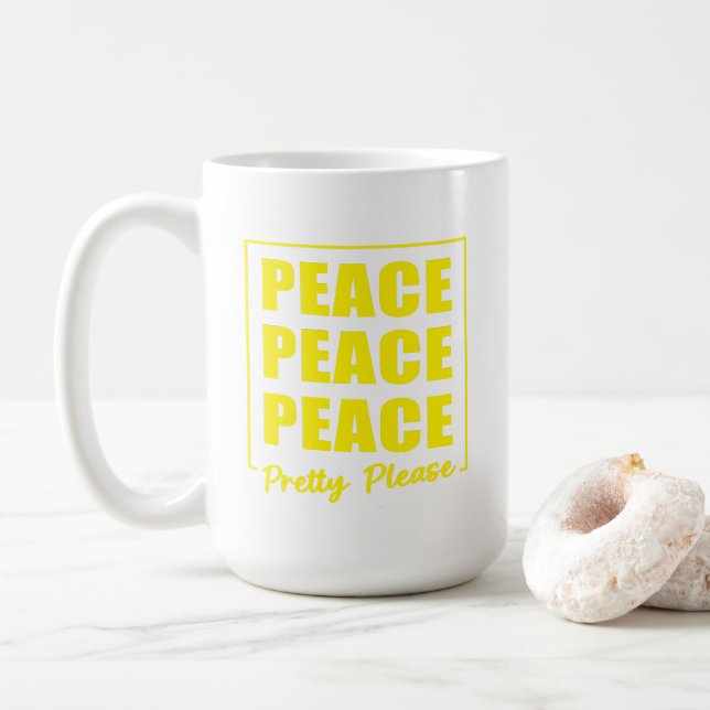 Caneca De Café Peace Peace Peace Pretty Please (Com Donut)