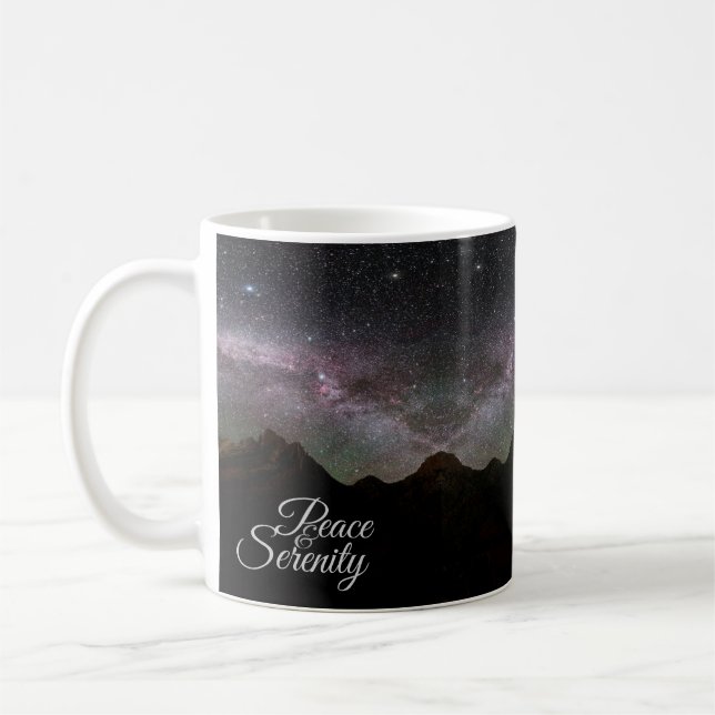 Caneca De Café Peace & Serenity Mountain Night Sky (Esquerda)