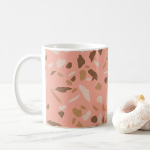 Caneca De Café Peach Beige Tan Brown Terrazzo Marble Padrão 