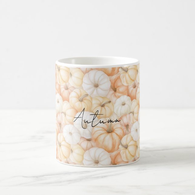 Caneca De Café Peach Cream White Orange Pumpkins (Centro)