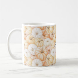 Caneca De Café Peach Cream White Orange Pumpkins