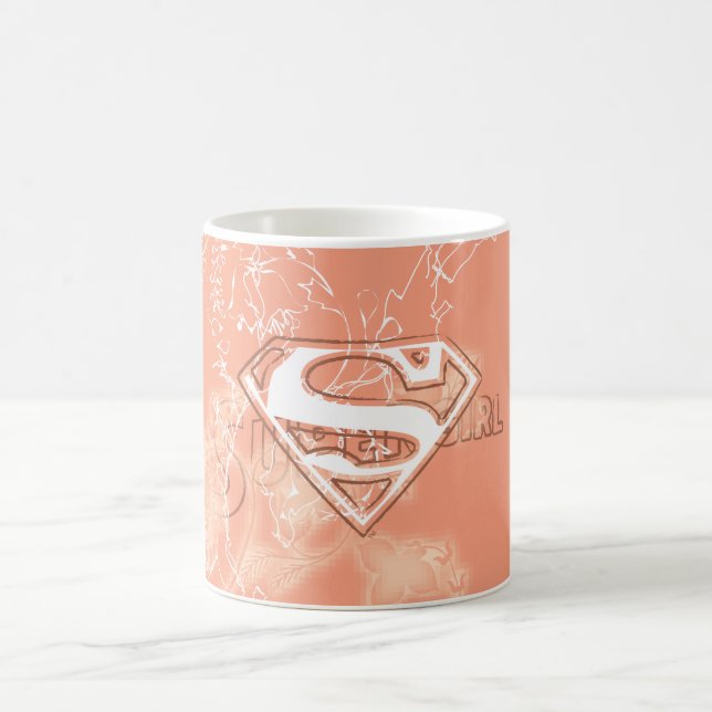 Caneca De Café Peach Floral Patterno Supergirl (Centro)