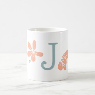 Caneca De Café Peach Floral Petal Dose Inicial