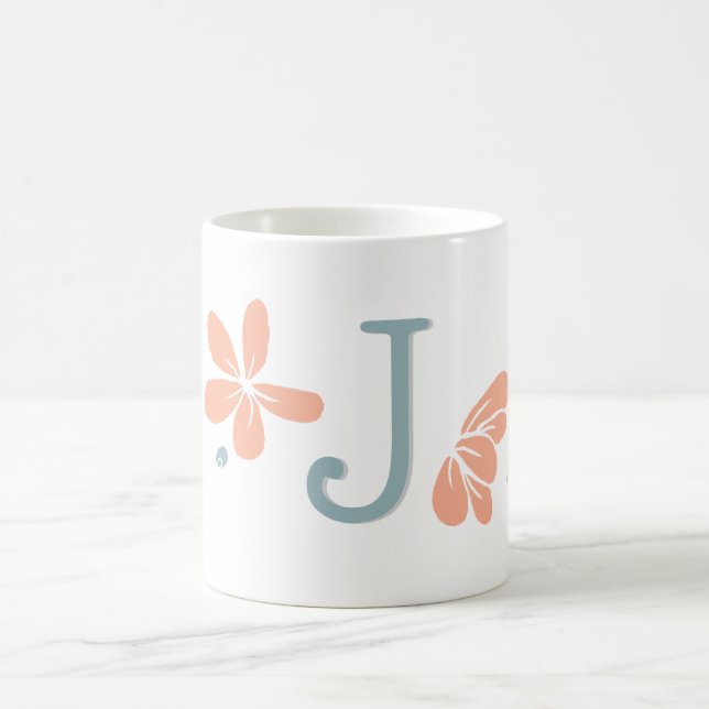 Caneca De Café Peach Floral Petal Dose Inicial (Centro)