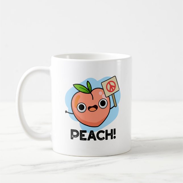 Caneca De Café Peach Funny Peace Fruta Pun (Esquerda)