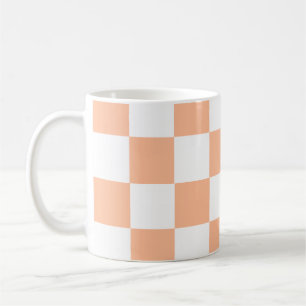 Caneca De Café Peach Fuzz Verificado Padrão Gingham