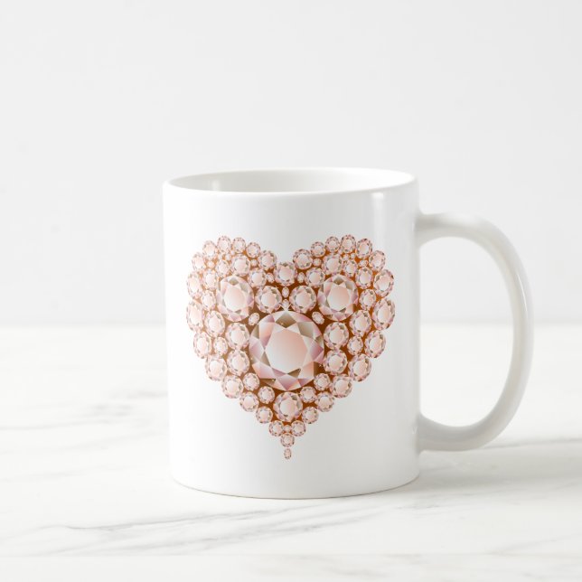 Caneca De Café Peach Heart Gems (Direita)