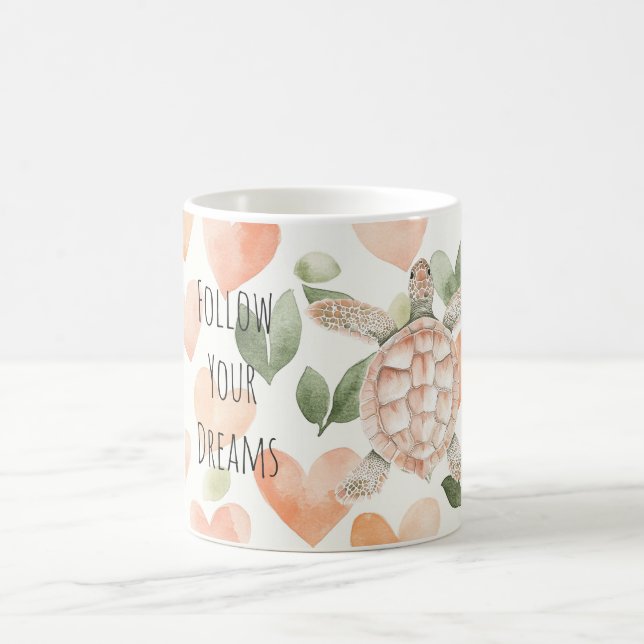 Caneca De Café Peach Hearts Dreams Sea Turtle (Centro)