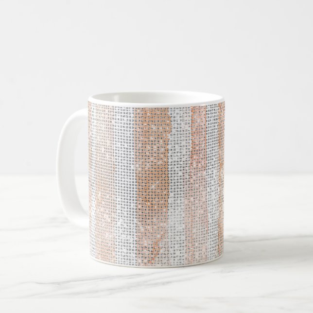 Caneca De Café Peach Listras Brancas Brilho (Frente Esquerda)