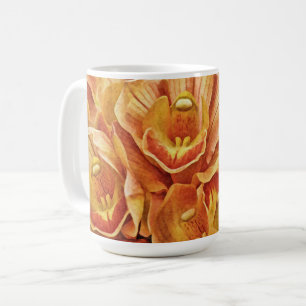 Caneca De Café Peach Orange Blooming Orchídeo Art Mug Cup